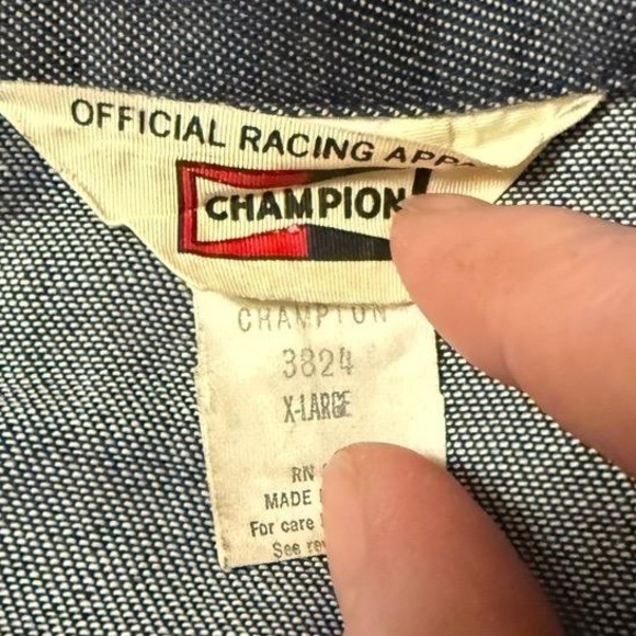 CHAMPION X-Large Blue Denim Workwear Jacket Vintage Snap Buttons Retro - Picture 3 of 3